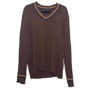 American Eagle Outfitters Sweater  XL Brown Cable Knit  Vintage Slim Fit Tennis